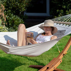 Outdoor Hängemattengestell Modell 24 aus Eukalyptusholz robust wetterfest stabil für Garten Terrasse Balkon