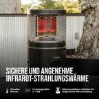 Terrassenheizer Gas Polo Black 2.0 stufenlos regulierbar Reflektionssystem Umkippsicherung Transporträder #5464