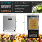 Dörrautomat Edelstahl 800 W 30 bis 90°C 12 Einlegetabletts 10000 cm² Dörrgerät Dehydrator Obst Fleisch Pilze