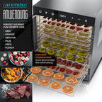 Dörrautomat Edelstahl 800 W 30 bis 90°C 12 Einlegetabletts 10000 cm² Dörrgerät Dehydrator Obst Fleisch Pilze