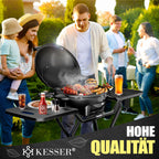 Elektrogrill 2 in 1 Tischgrill Standgrill Deckel Standfuß 2400 Watt faltbar Thermostat Antihaftbeschichtung