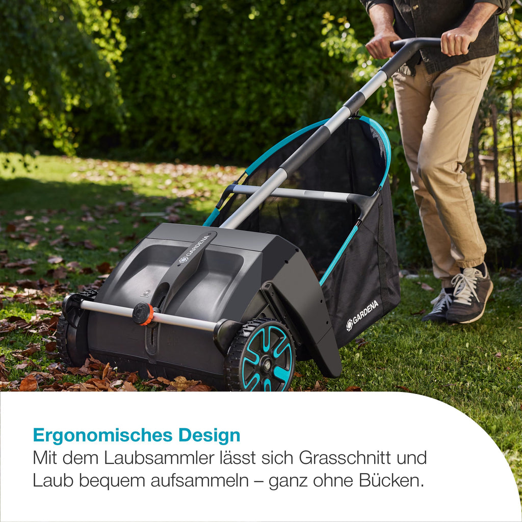 Laub und Rasensammler für Rasen und Terrasse Bürstentausch effektives Rasensammeln ergonomisch 3566-20
