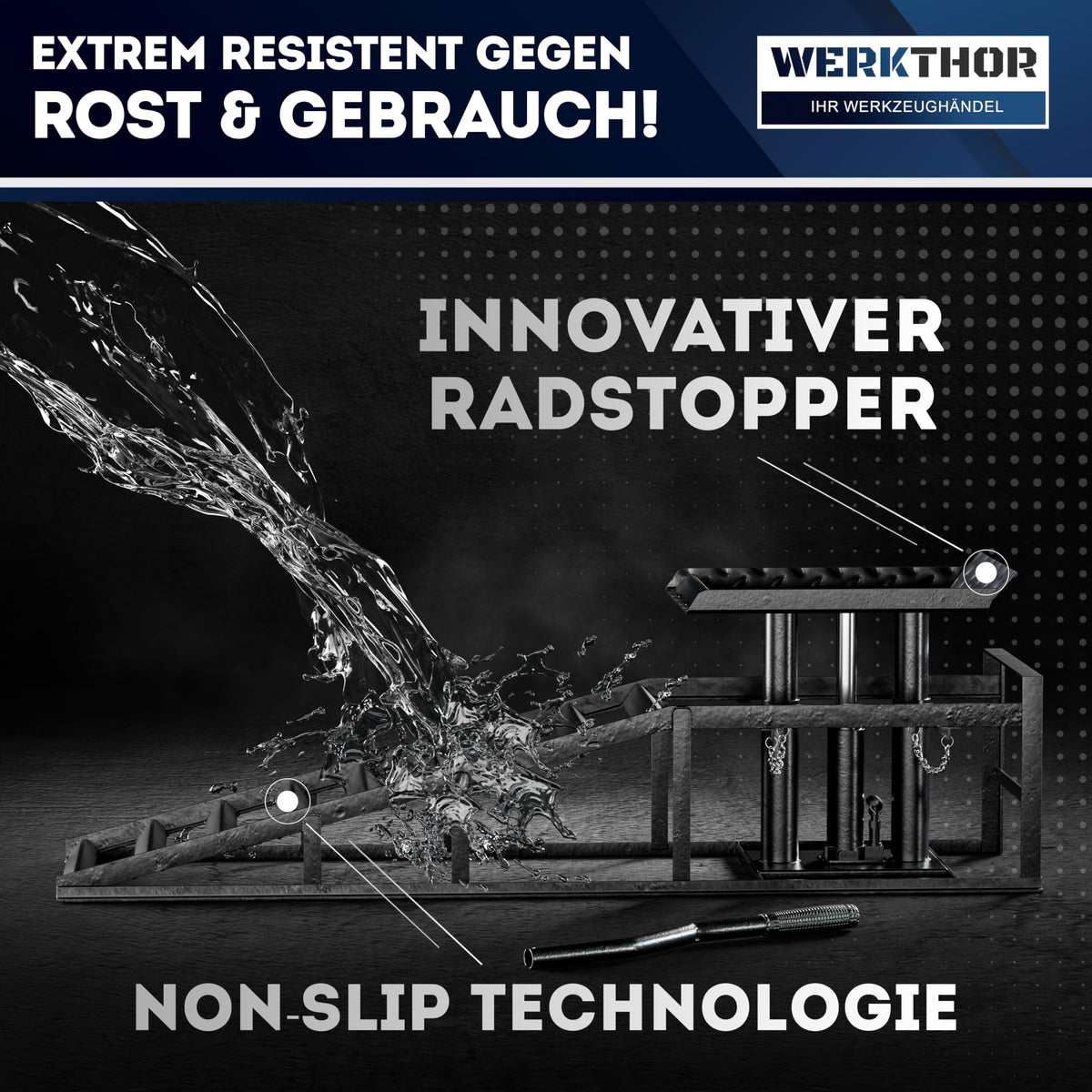 Hydraulische Auffahrrampe für Pkw 2er Set höhenverstellbar bis 4 t robust und tragfähig für Garage