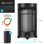 Gasheizstrahler Keramik 4200W Infrarot inkl Gasdruckregler Gasschlauch Schutzhülle Butan Propan Schwarz