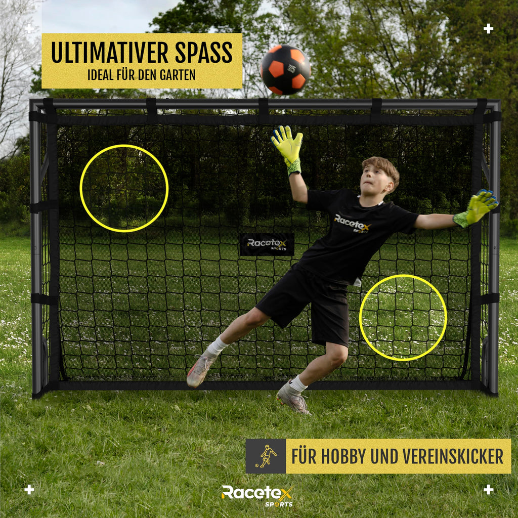Fußballtore für Garten Kinder und Erwachsene mit Torwand Stahlrahmen und wetterfestem Netz robustes Fußballtor