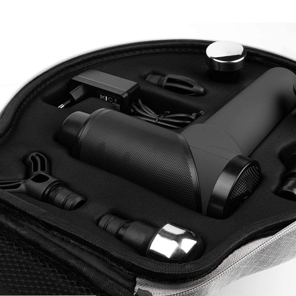 Massagepistole 3.0 mit App 7 Aufsätzen Koffer 160W 5 Intensitäten Schmerzlinderung Entspannung 360min Laufzeit
