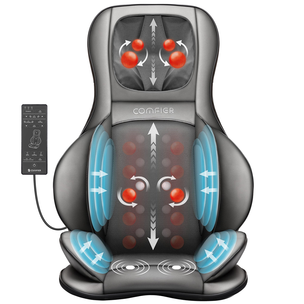 Shiatsu Massagesitzauflage mit Wärme für Rücken Nacken Schulter Entspannung Stressabbau ergonomisch