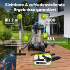 Teichsauger Schlammsauger Groß Neues Modell 1200 Watt Pumpsauger 35 Liter mit Wasserrückführung Algensauger