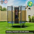 Gartentrampolin Kinder Ø180 244 305 366 430 cm bis 150 kg leise Gummiseilfederung Komplettset Sicherheitsnetz