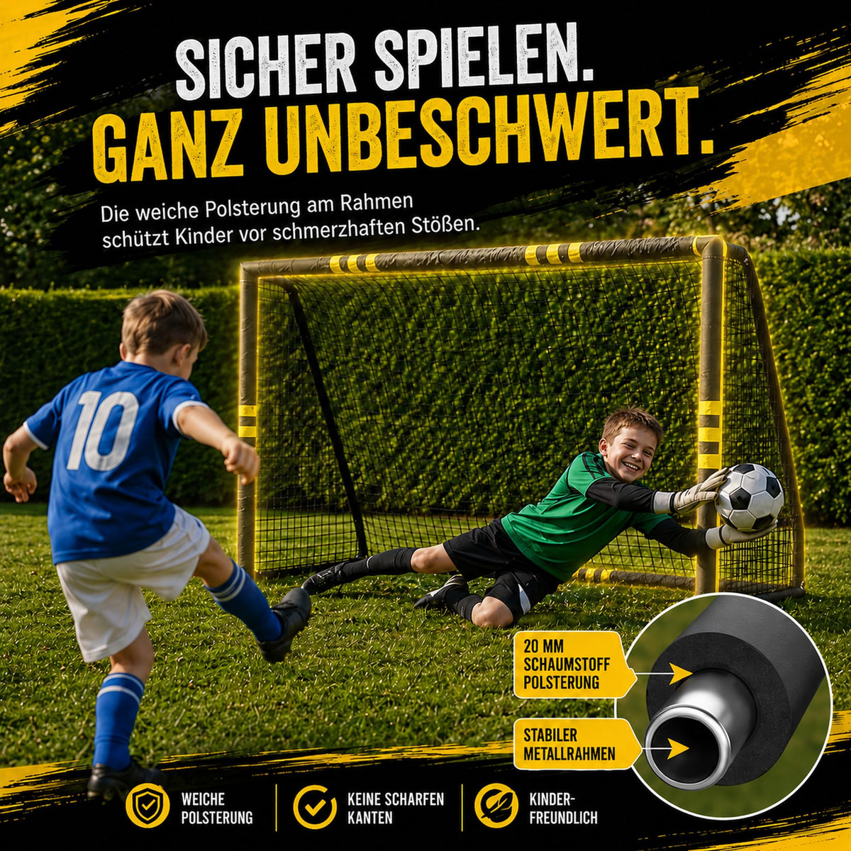 Fußballtor für Kinder rostfrei und wetterfest für den Garten in 3 Größen stabil und langlebig