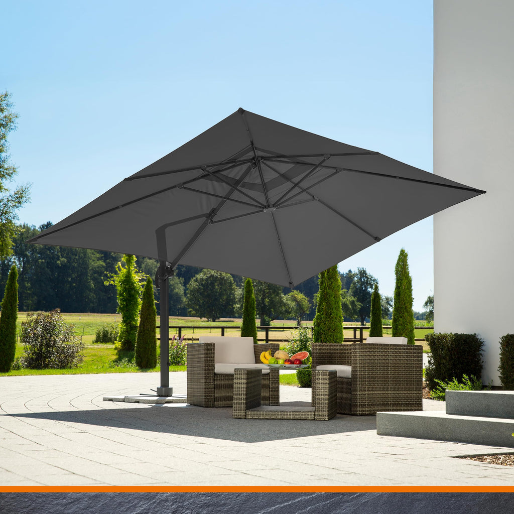Sonnenschirm Rhodos Grande ca 400 x 300 cm anthrazit rechteckig UV Schutz Garten Terrasse Sonnenschutz