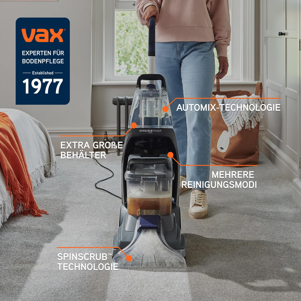 SpinScrub Power Plus Polsterreiniger Teppichreiniger mit Fleckenentfernung XL Tank schnelltrocknend kraftvoll