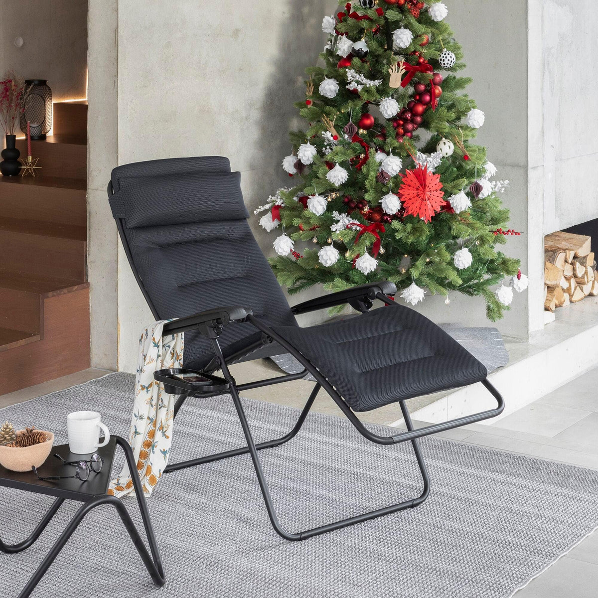 Gepolsterte Zero Gravity Relaxliege Garten Rsx Clip AirComfort Schwarz Acier LFM2058_6135 5 Jahre Garantie