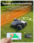 YUKA mini 2 500 Mähroboter ohne Begrenzungskabel für Rasenflächen bis 500 m² kabellose Installation