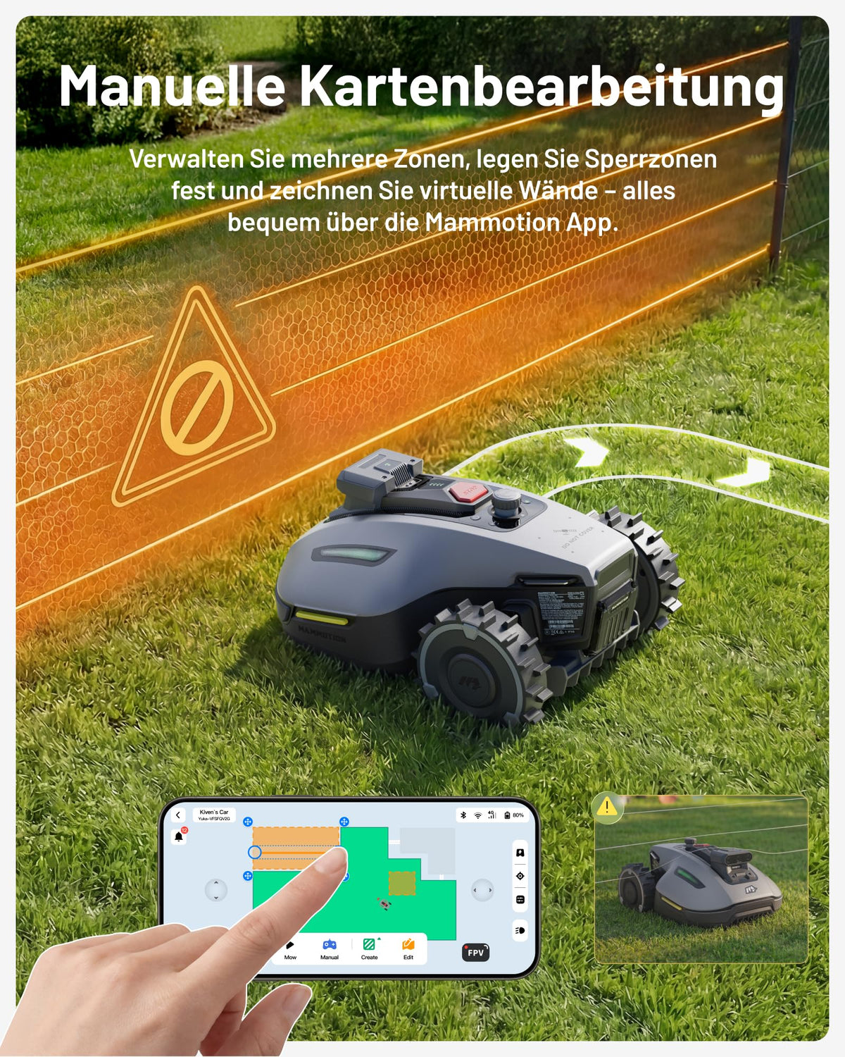 YUKA mini 2 500 Mähroboter ohne Begrenzungskabel für Rasenflächen bis 500 m² kabellose Installation