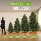 Kunstweihnachtsbaum Nordmanntanne 220cm mit Holzständer, Testsieger, naturgetreue Nadeln, ohne Beleuchtung