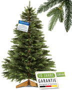 Kunstweihnachtsbaum Nordmanntanne 220cm mit Holzständer, Testsieger, naturgetreue Nadeln, ohne Beleuchtung