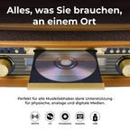 Retro Musikanlage Stereoanlage Kompaktanlage mit Plattenspieler CD und Kassette All in One Musiksystem
