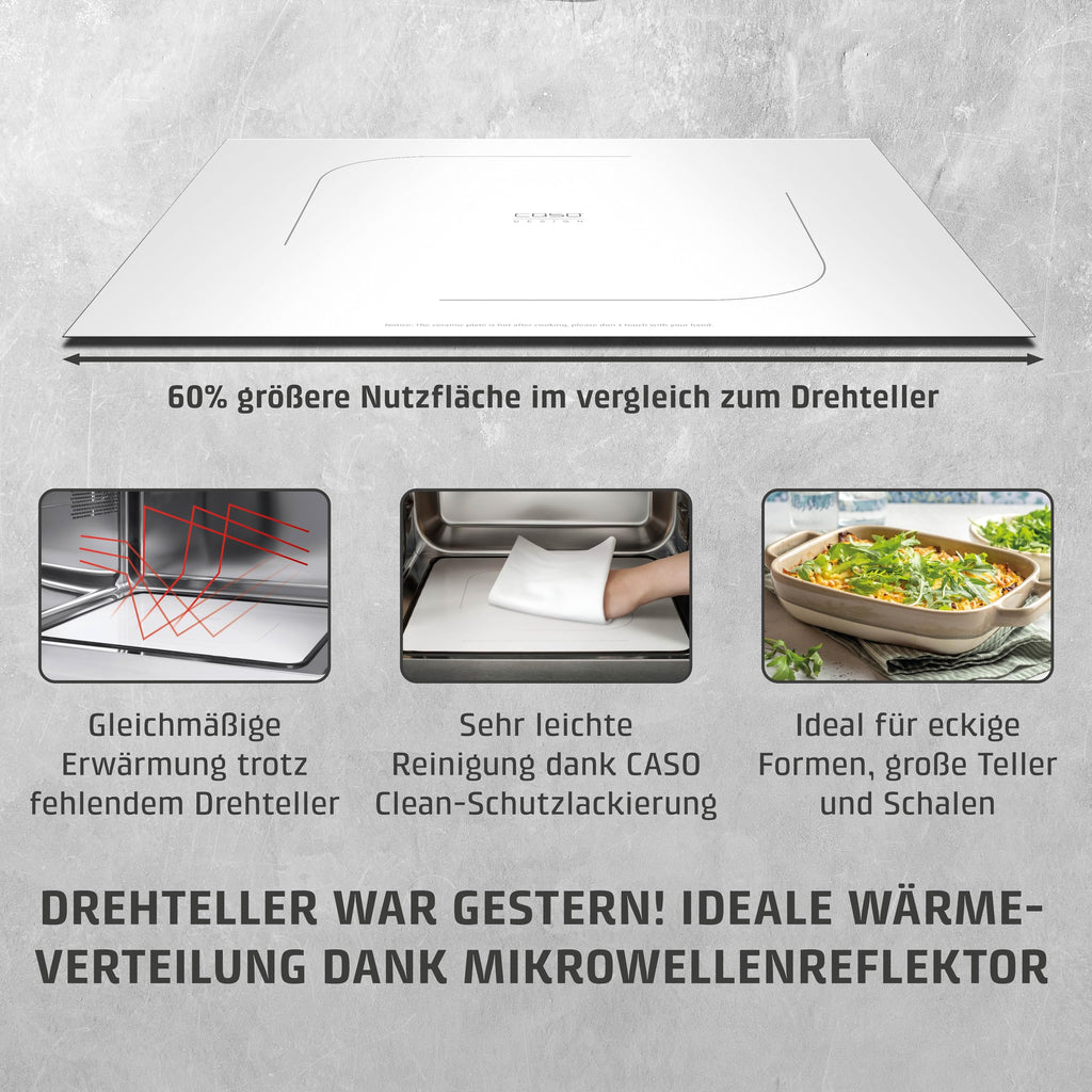 MG20 Ceramic Menu Mikrowelle mit Grillfunktion ohne Drehteller 1000 Watt für schnelles Erwärmen und Grillen