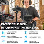 Nitro Max kompaktes elektronisches Schlagzeug E Drum Set mit Mesh Pads 10 Zoll Snare Bluetooth 400 Sounds