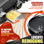 Elektrogrill 2 in 1 Tischgrill Standgrill Deckel Standfuß 2400 Watt faltbar Thermostat Antihaftbeschichtung