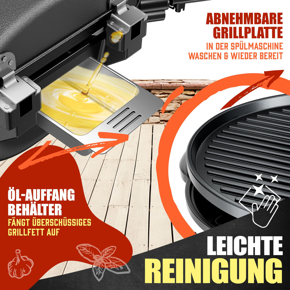 Elektrogrill 2 in 1 Tischgrill Standgrill Deckel Standfuß 2400 Watt faltbar Thermostat Antihaftbeschichtung