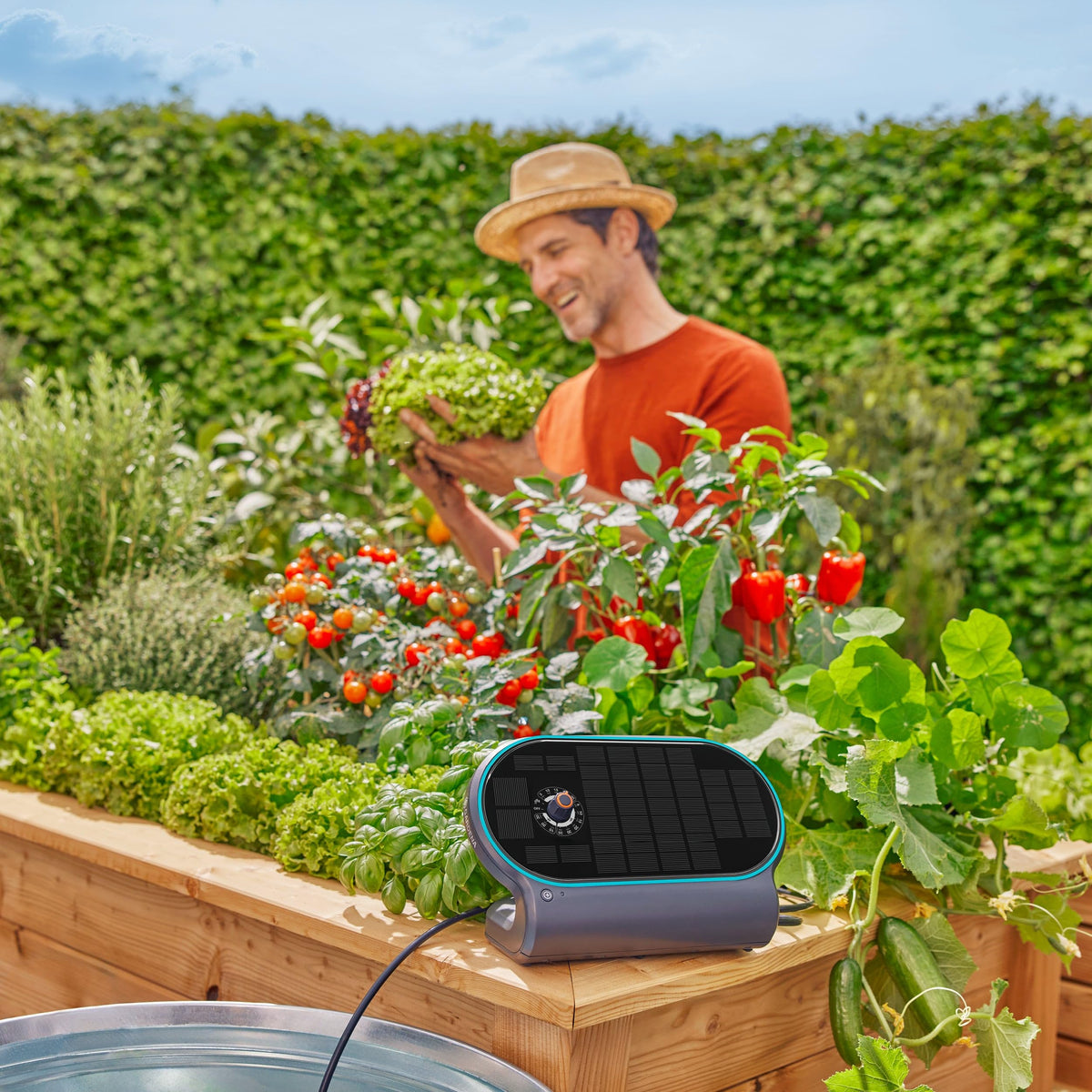 AquaBloom L Set autarkes Bewässerungssystem Balkon Terrasse Hochbeet ohne Wasser Strom 30 Pflanzen 13330 20