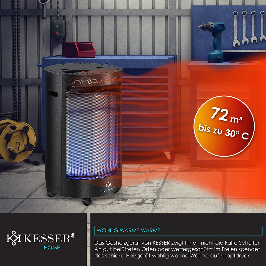 Gasheizstrahler Keramik 4200W Infrarot inkl Gasdruckregler Gasschlauch Schutzhülle Butan Propan Schwarz