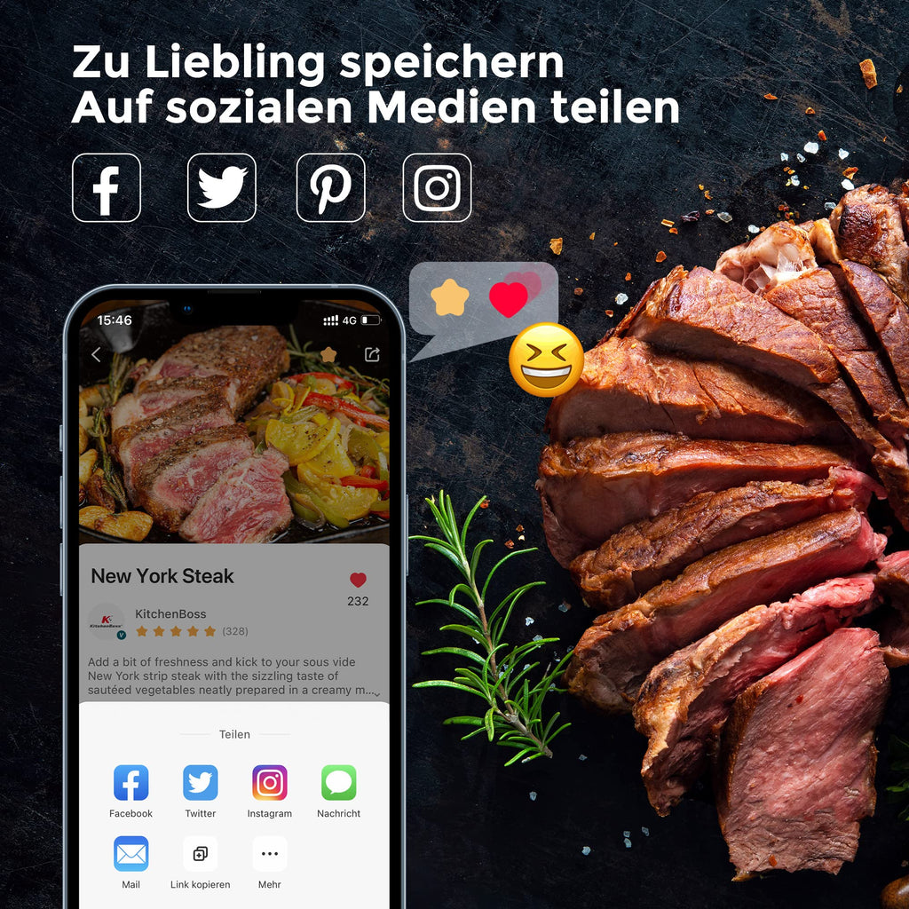 Sous Vide Garer Stick WLAN G330 bis 90°C IPX7 wasserdicht TFT Touch Display 360° Tauchzirkulator Timer