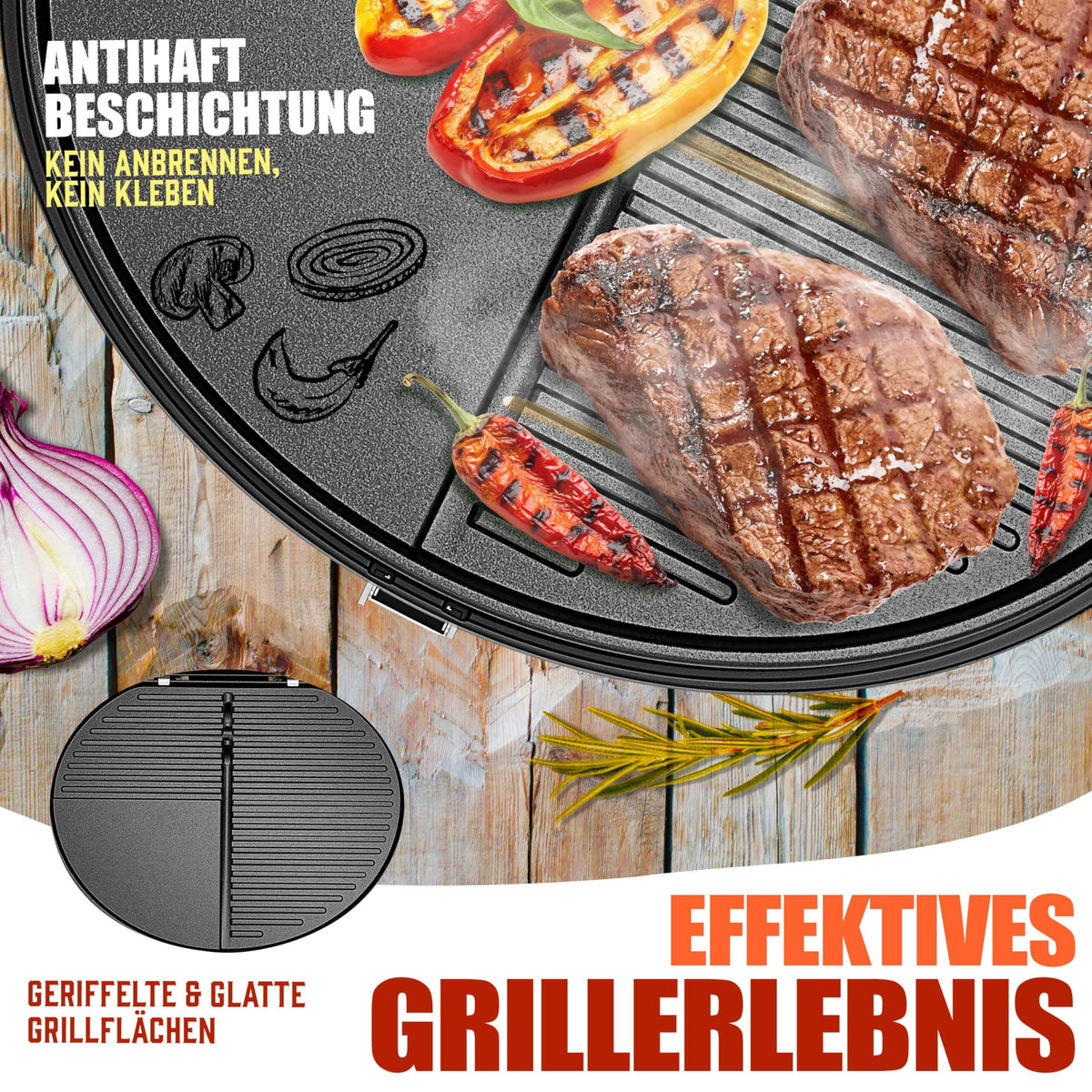Elektrogrill 2 in 1 Tischgrill Standgrill Deckel Standfuß 2400 Watt faltbar Thermostat Antihaftbeschichtung