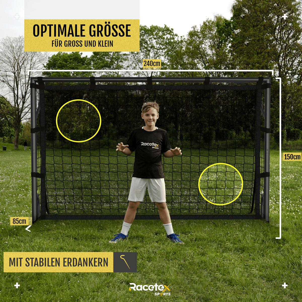 Fußballtore für Garten Kinder und Erwachsene mit Torwand Stahlrahmen und wetterfestem Netz robustes Fußballtor