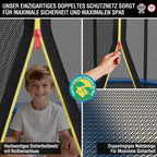 Gartentrampolin Kinder Ø180 244 305 366 430 cm bis 150 kg leise Gummiseilfederung Komplettset Sicherheitsnetz