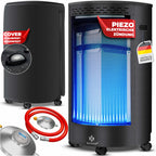 Gasheizstrahler Keramik 4200W Infrarot inkl Gasdruckregler Gasschlauch Schutzhülle Butan Propan Schwarz