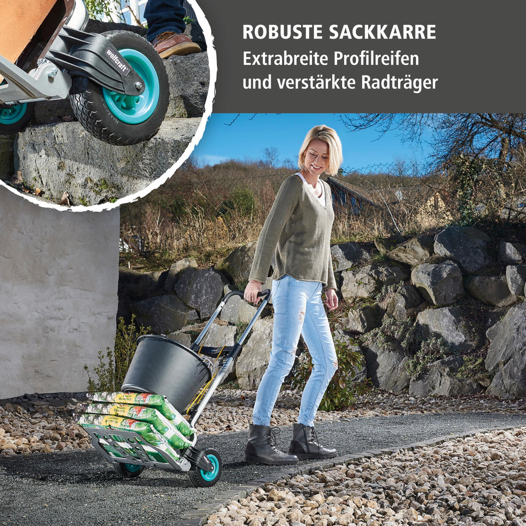 TS 850 Offroad Sackkarre für Garten Gelände und Baustelle robuste Bereifung hohe Traglast vielseitig nutzbar