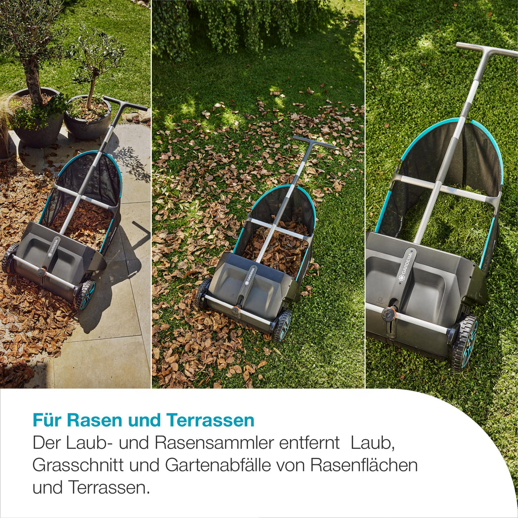 Laub und Rasensammler für Rasen und Terrasse Bürstentausch effektives Rasensammeln ergonomisch 3566-20