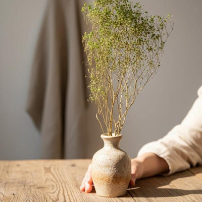 Grüne Trockenblumen im Bund – Schleierkraut, Glixia, Phalaris, Eukalyptus, Weizen, Gräser – 30 cm Stiellänge
