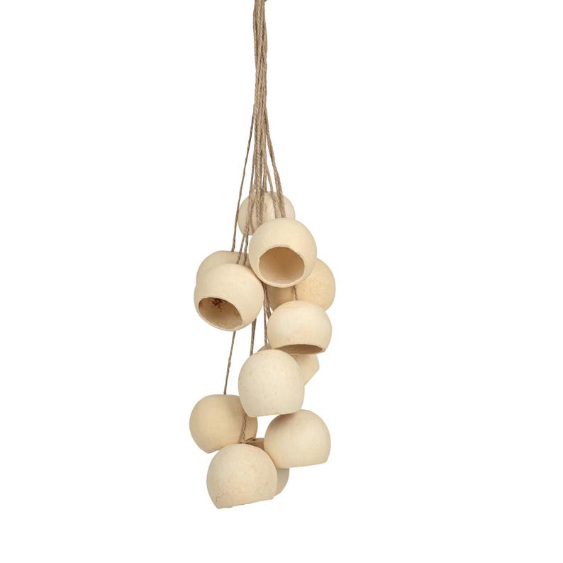 Bell Cups Hängedeko Natur, getrocknete Fruchtschalen, 12 Stück am Bund, Wanddekoration Boho-Deko