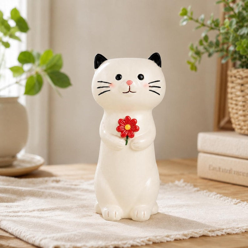 Harz Katzen-Blumenvase, 200g, Tier-Dekoration, Geschenk