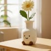 Smiley Keramik Vase mit Füßen – Weißer Blumentopf für Schreibtisch